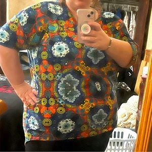 LuLaRoe 3X Plus Size Top, fun and bright pattern, lightly worn